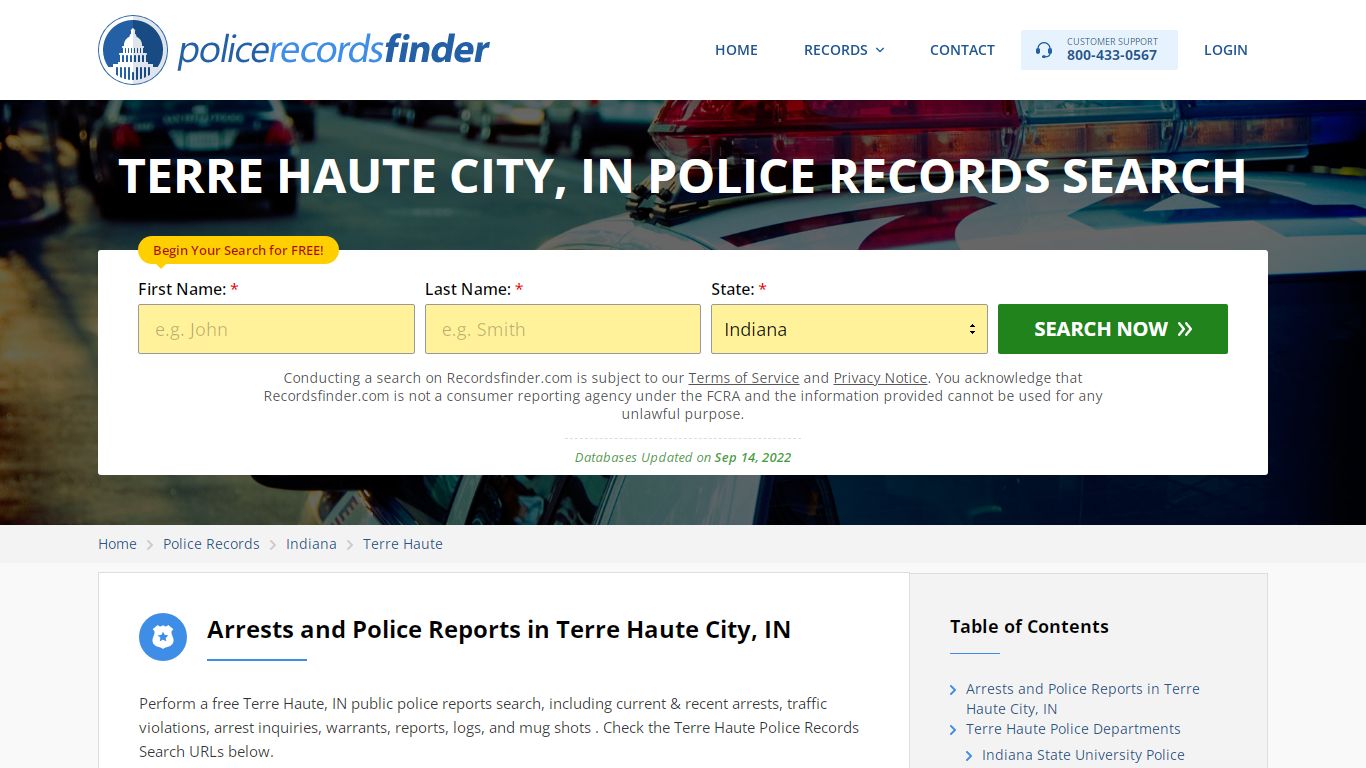 Terre Haute, Vigo County, IN Police Reports & Police Department Records